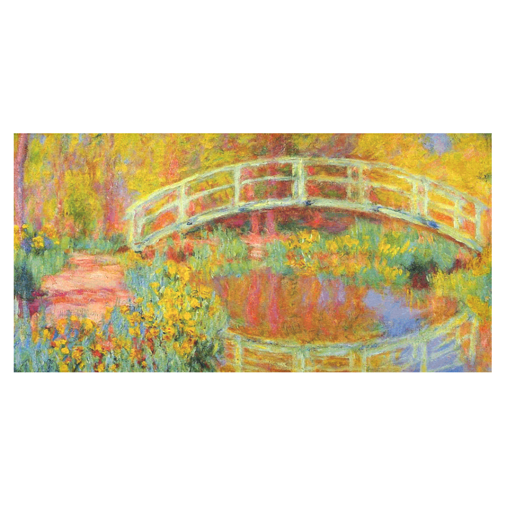 Monet Japanese Bridge Reflection Cotton Linen Tablecloth 60"x120"