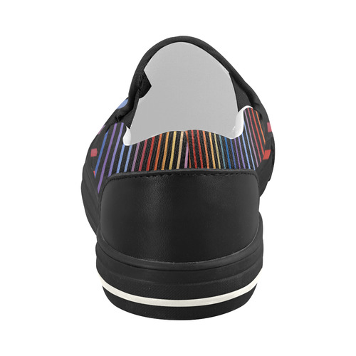 Narrow Flat Stripes Pattern Colored Women's Slip-on Canvas Shoes (Model 019)