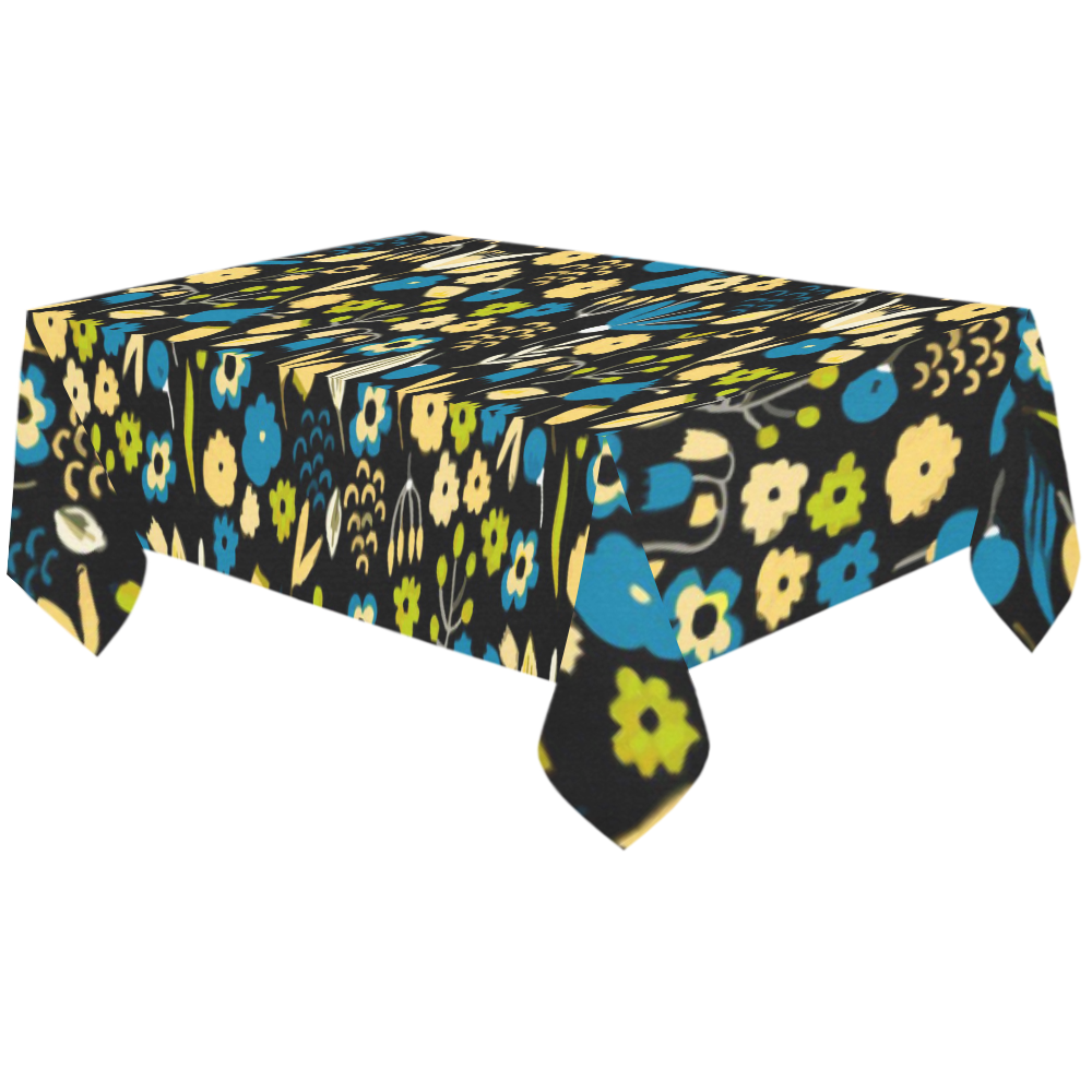 Cute Watercolor Floral Pattern Cotton Linen Tablecloth 60"x120"
