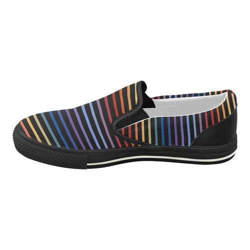 Narrow Flat Stripes Pattern Colored Women's Slip-on Canvas Shoes (Model 019)