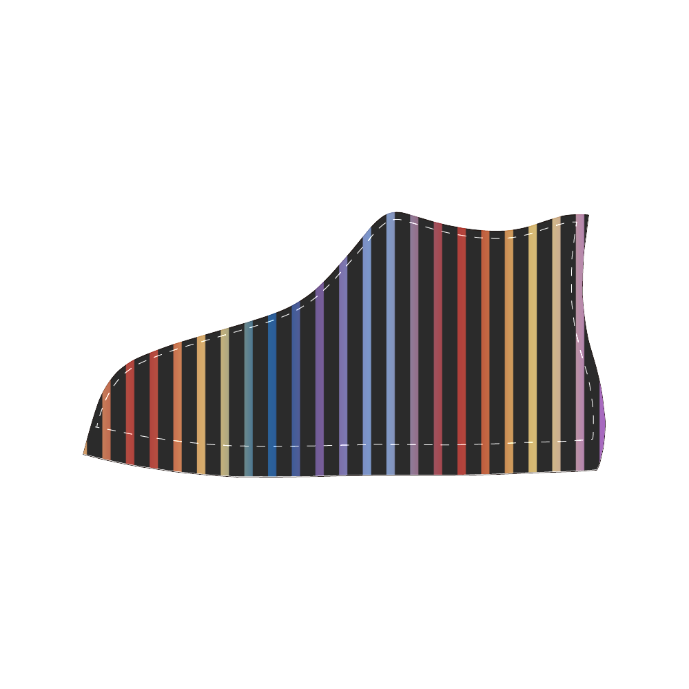 Narrow Flat Stripes Pattern Colored High Top Canvas Women's Shoes/Large Size (Model 017)