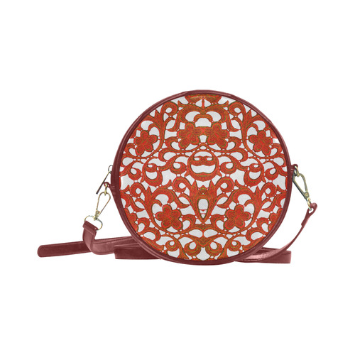 Vintage Red Floral Lace Round Sling Bag (Model 1647)