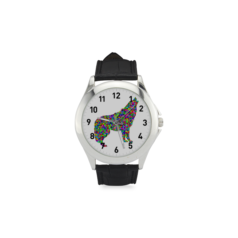Abstract Triangle Wolf Women's Classic Leather Strap Watch(Model 203)