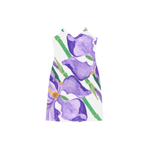 Purple Iris Diagonal V-Neck Open Fork Long Dress(Model D18)