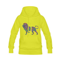 Abstract Triangle Lion Yellow Women's Classic Hoodies (Model H07)
