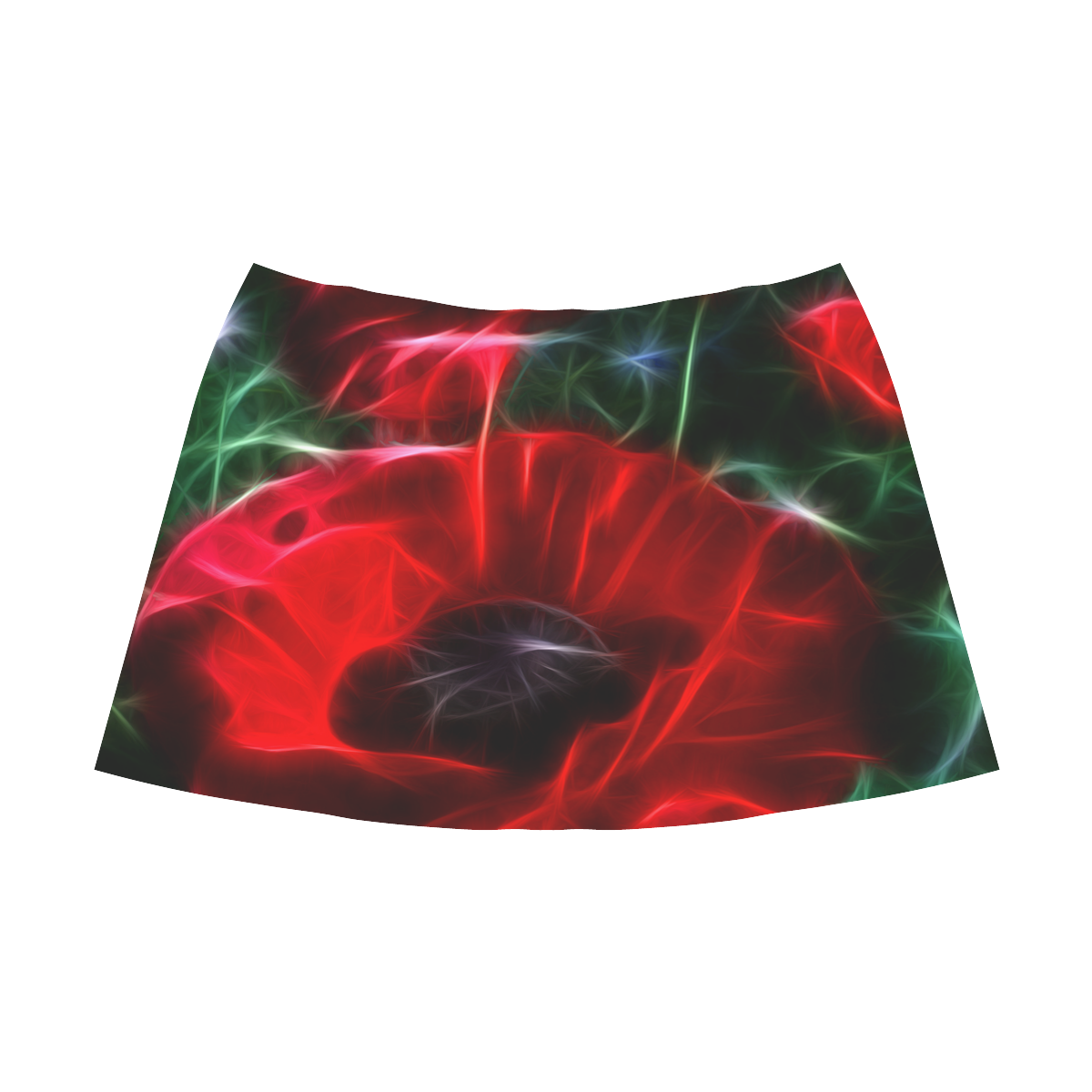 Wonderful Poppies In Summertime Mnemosyne Women's Crepe Skirt (Model D16)