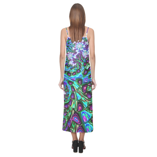 more colors in life fractal 24A V-Neck Open Fork Long Dress(Model D18)