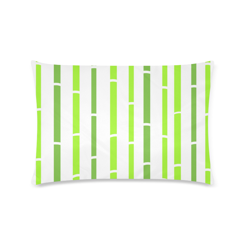 BAMBOO inspired fashion design : green and white cute Pillow in designers quality / Green stripes Custom Rectangle Pillow Case 16"x24" (one side)