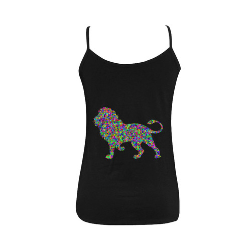 Abstract Triangle Lion Black Women's Spaghetti Top (USA Size) (Model T34)