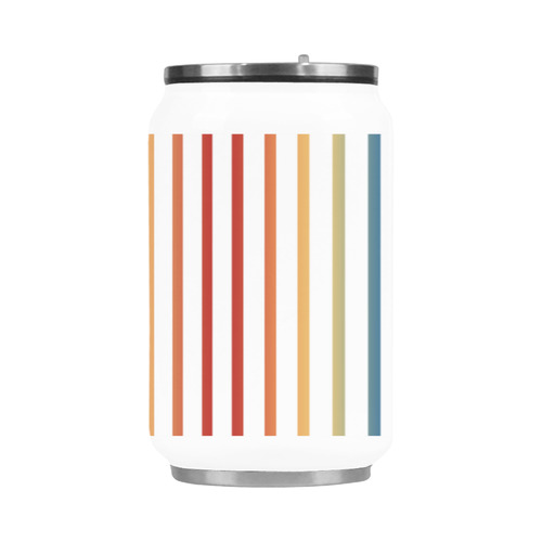 Narrow Flat Stripes Pattern Colored Stainless Steel Vacuum Mug (10.3OZ)