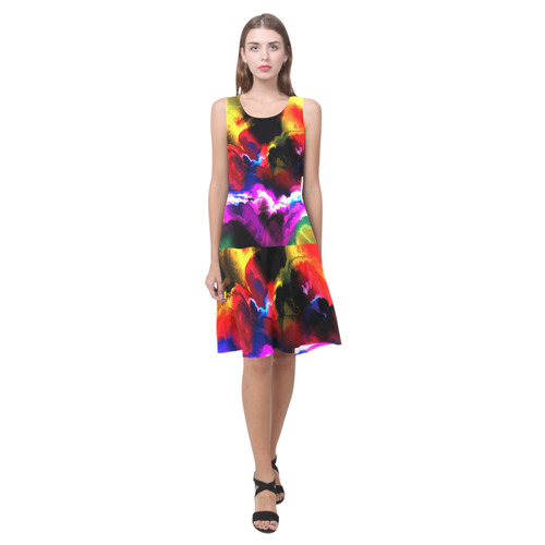 awesome fractal 38 Sleeveless Splicing Shift Dress(Model D17)