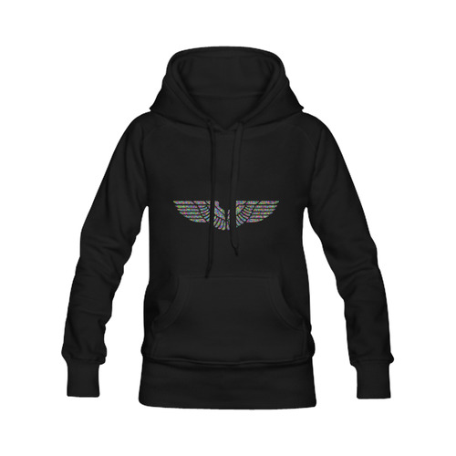 Abstract Triangle Eagle Wings Black Women's Classic Hoodies (Model H07)