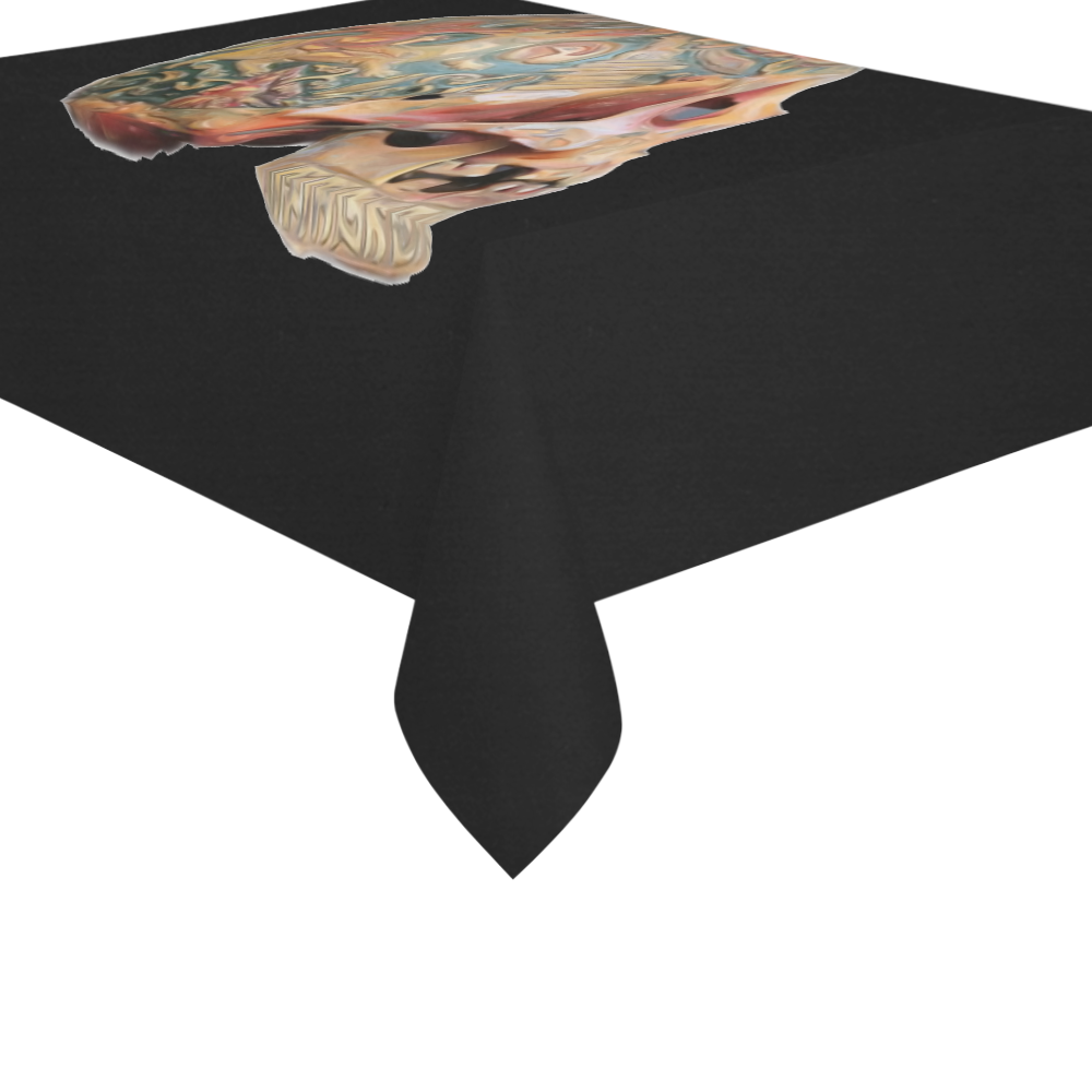 Colored Human Skull Cotton Linen Tablecloth 60"x 84"
