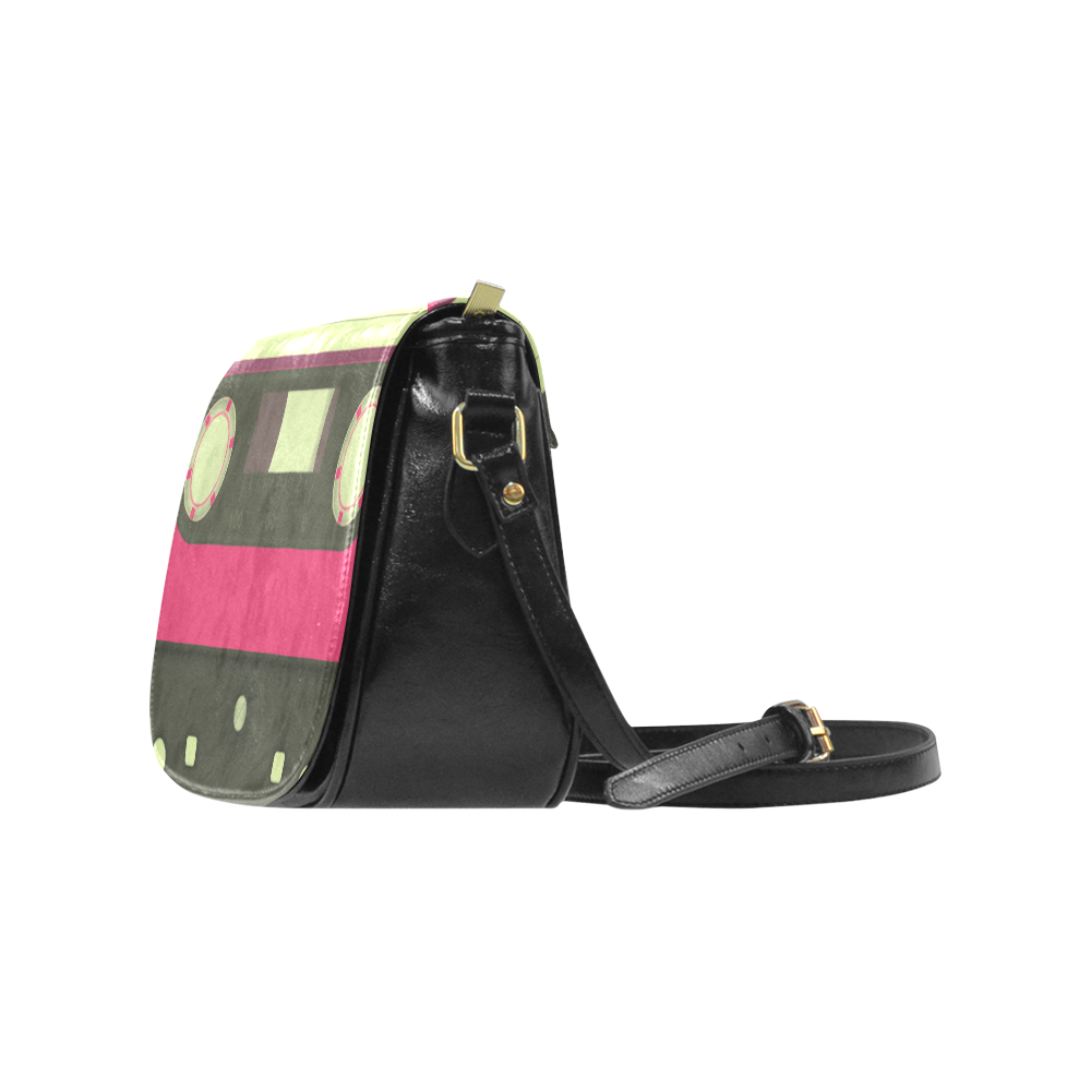 Pink Cassette Tape Classic Saddle Bag/Small (Model 1648)