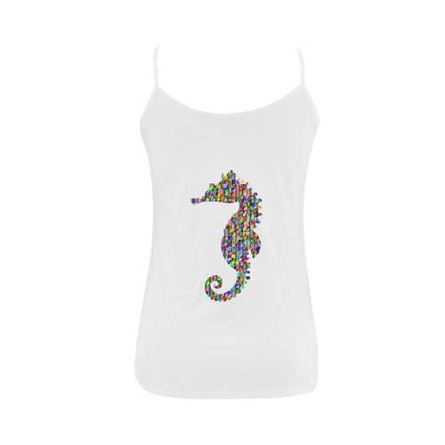 Abstract Triangle Seahorse White Women's Spaghetti Top (USA Size) (Model T34)