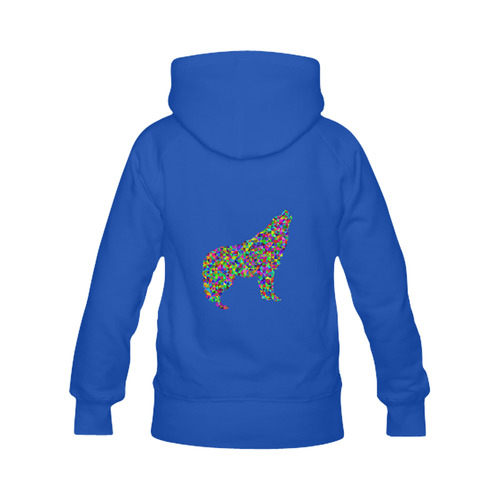 Abstract Triangle Wolf Blue Women's Classic Hoodies (Model H07)