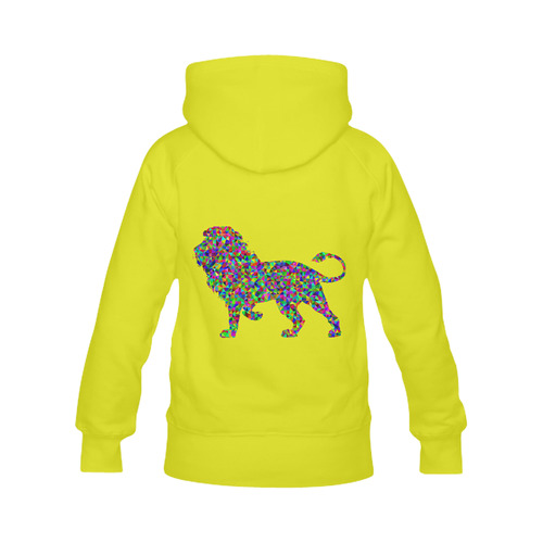 Abstract Triangle Lion Yellow Women's Classic Hoodies (Model H07)