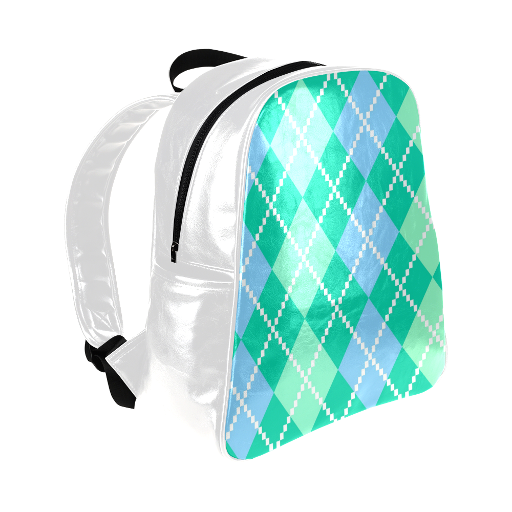 Vintage Blue and Cyan : designers blocks fresh and wild edition Multi-Pockets Backpack (Model 1636)
