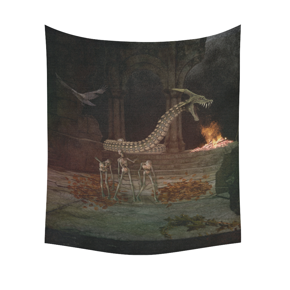 Dragon meet his Zombie Friends Cotton Linen Wall Tapestry 51"x 60"