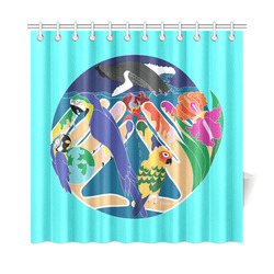 Tropical Cration Aqua Shower Curtain 72"x72"