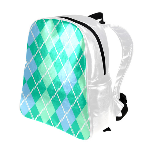 Vintage Blue and Cyan : designers blocks fresh and wild edition Multi-Pockets Backpack (Model 1636)