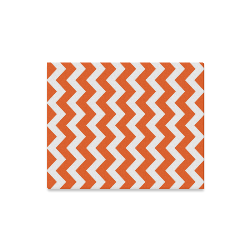 Zig Zag orange and white Canvas for Modern households and interiors : fresh colors Canvas Print 16"x20"