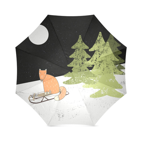 Fox wild animal cute forest winter - Watercolor illustration Foldable Umbrella (Model U01)