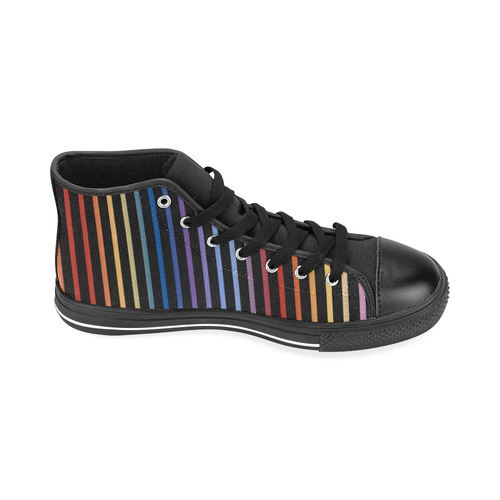 Narrow Flat Stripes Pattern Colored High Top Canvas Women's Shoes/Large Size (Model 017)