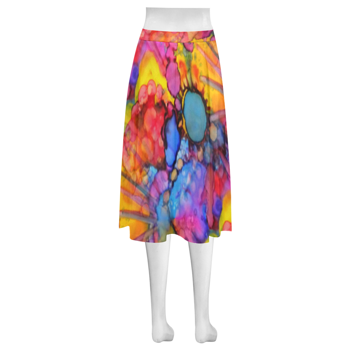Rainbow Bursts Alcohol Inks Mnemosyne Women's Crepe Skirt (Model D16)