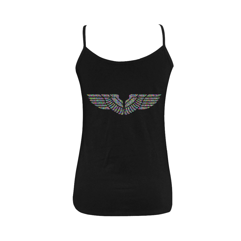 Abstract Triangle Eagle Wings Black Women's Spaghetti Top (USA Size) (Model T34)