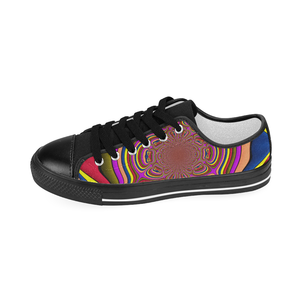 Yellow Lilac Abstract Flower Men's Classic Canvas Shoes (Model 018)