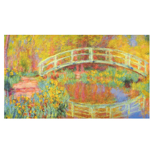 Monet Japanese Bridge Reflection Cotton Linen Tablecloth 60"x 104"