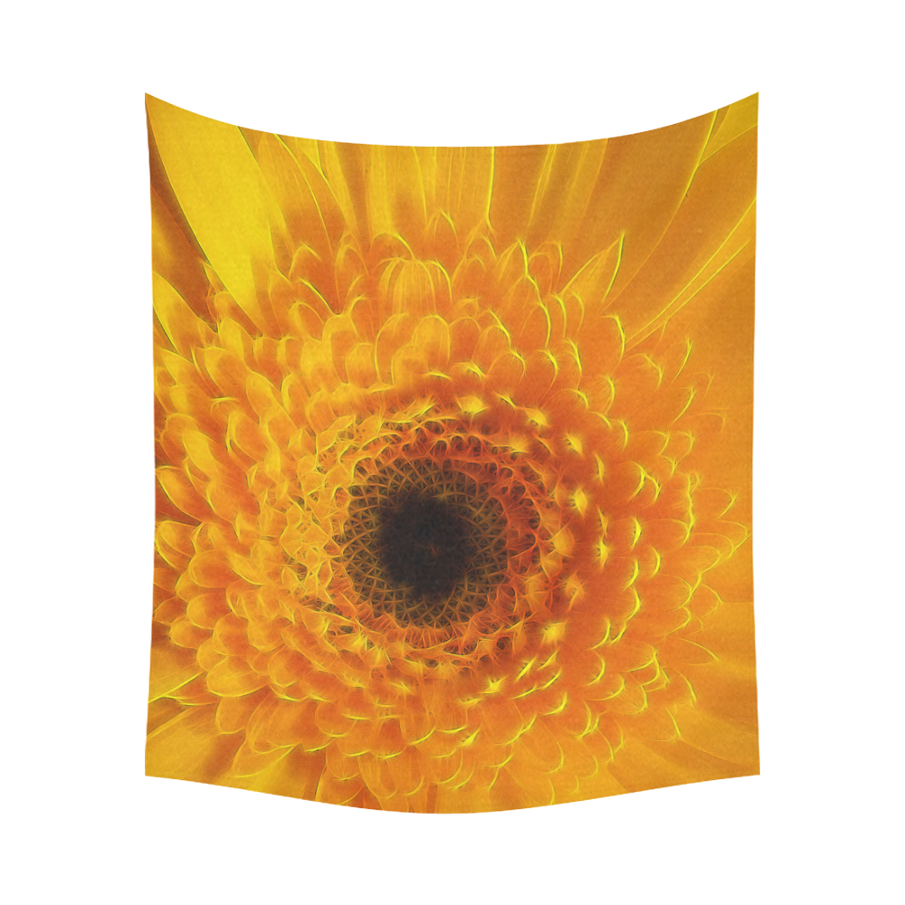 Yellow Flower Tangle FX Cotton Linen Wall Tapestry 60"x 51"