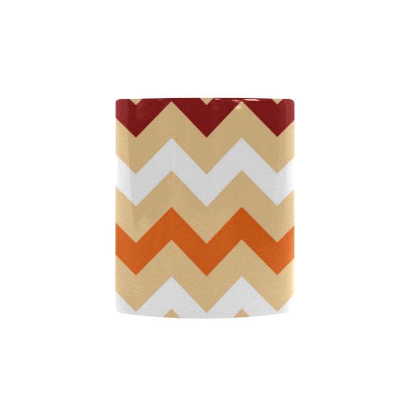 Cute designers zig-zag Mug : design edition in beige, orange and dark red for modern Living Rooms Custom Morphing Mug