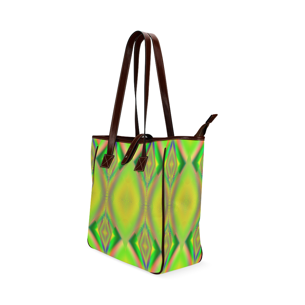 Yellow & Green Up Up And Away Fractal Abstract Classic Tote Bag (Model 1644)