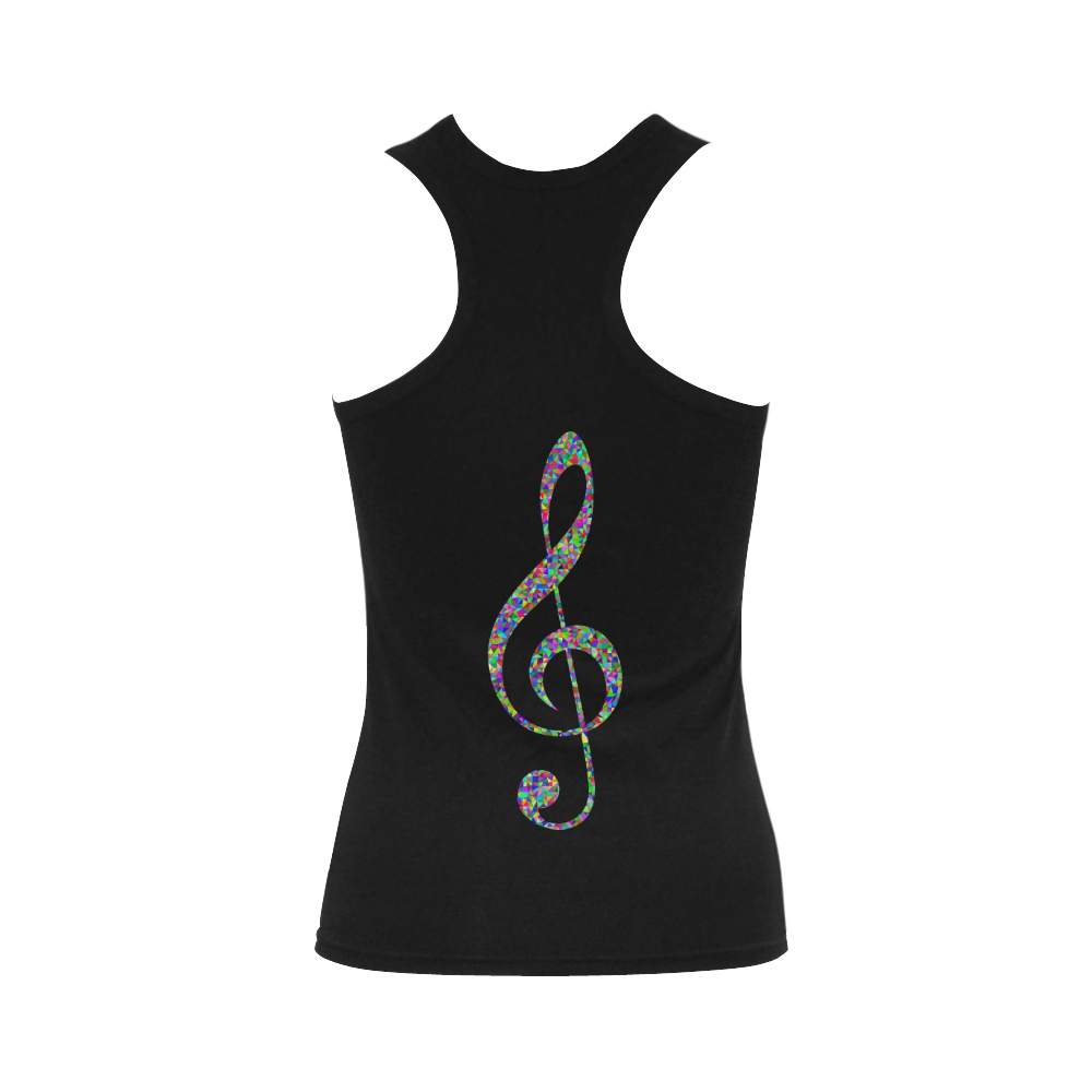 Abstract Triangle Music Note Black Women's Shoulder-Free Tank Top (Model T35)