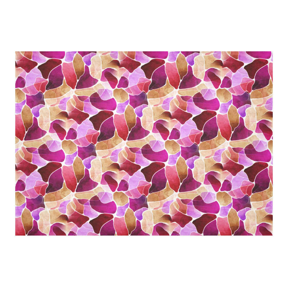 Fuchsia Flowered Cotton Linen Tablecloth 60"x 84"