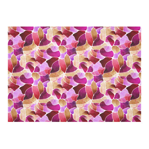 Fuchsia Flowered Cotton Linen Tablecloth 60"x 84"