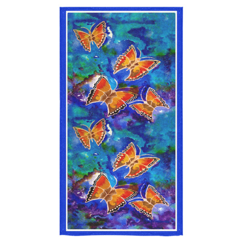 Wax Relief Butterflies Blue Trim Bath Towel 30"x56"