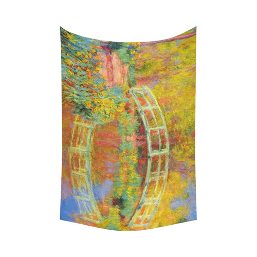 Monet Japanese Bridge Reflection Cotton Linen Wall Tapestry 90"x 60"