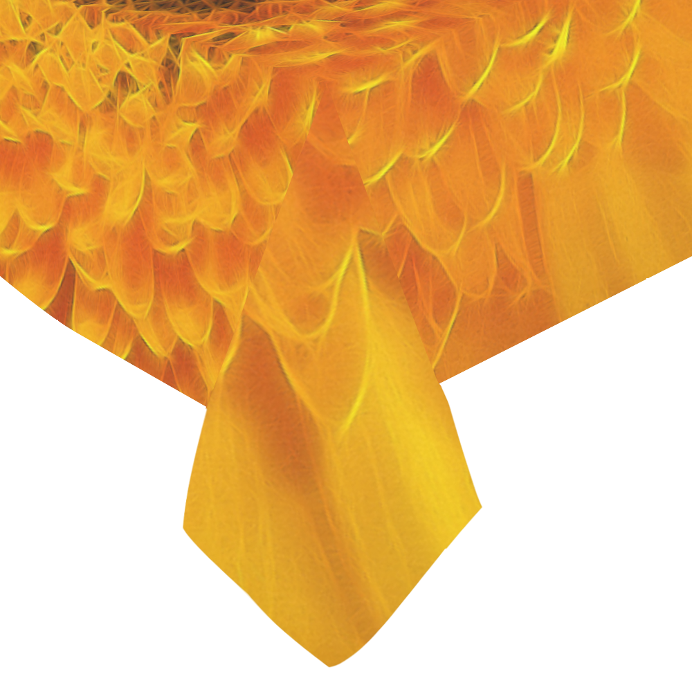 Yellow Flower Tangle FX Cotton Linen Tablecloth 60"x 84"