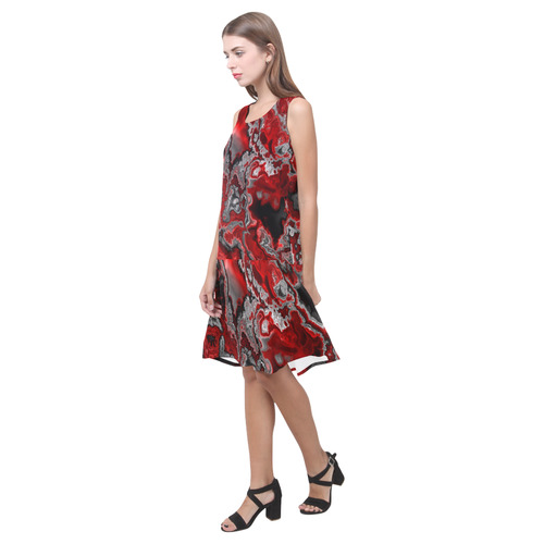 awesome fractal marbled 07 Sleeveless Splicing Shift Dress(Model D17)