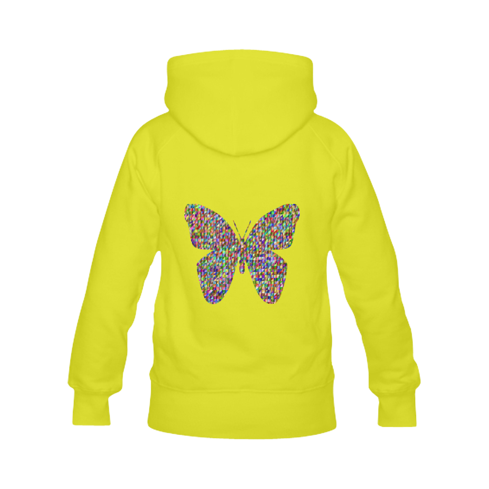 Abstract Triangle Butterfly Yellow Women's Classic Hoodies (Model H07)