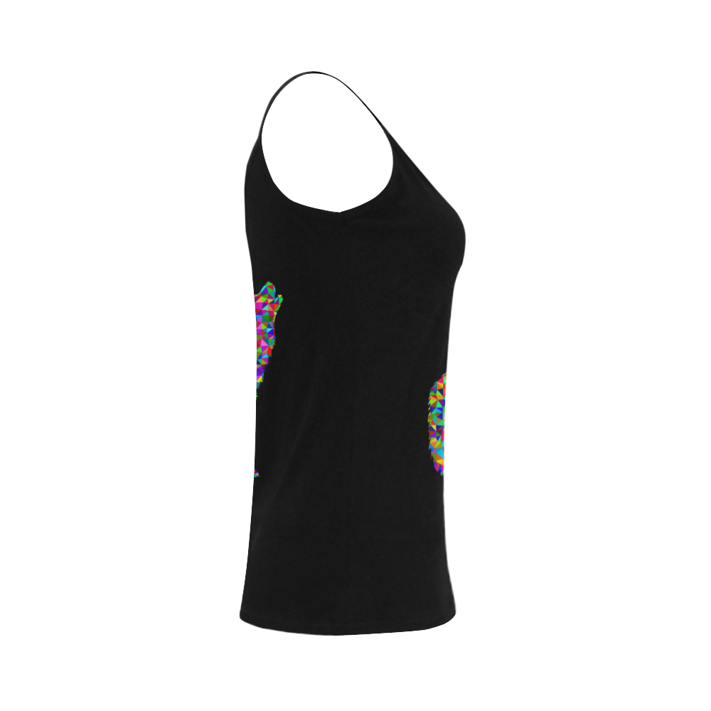 Abstract Triangle Wolf Black Women's Spaghetti Top (USA Size) (Model T34)