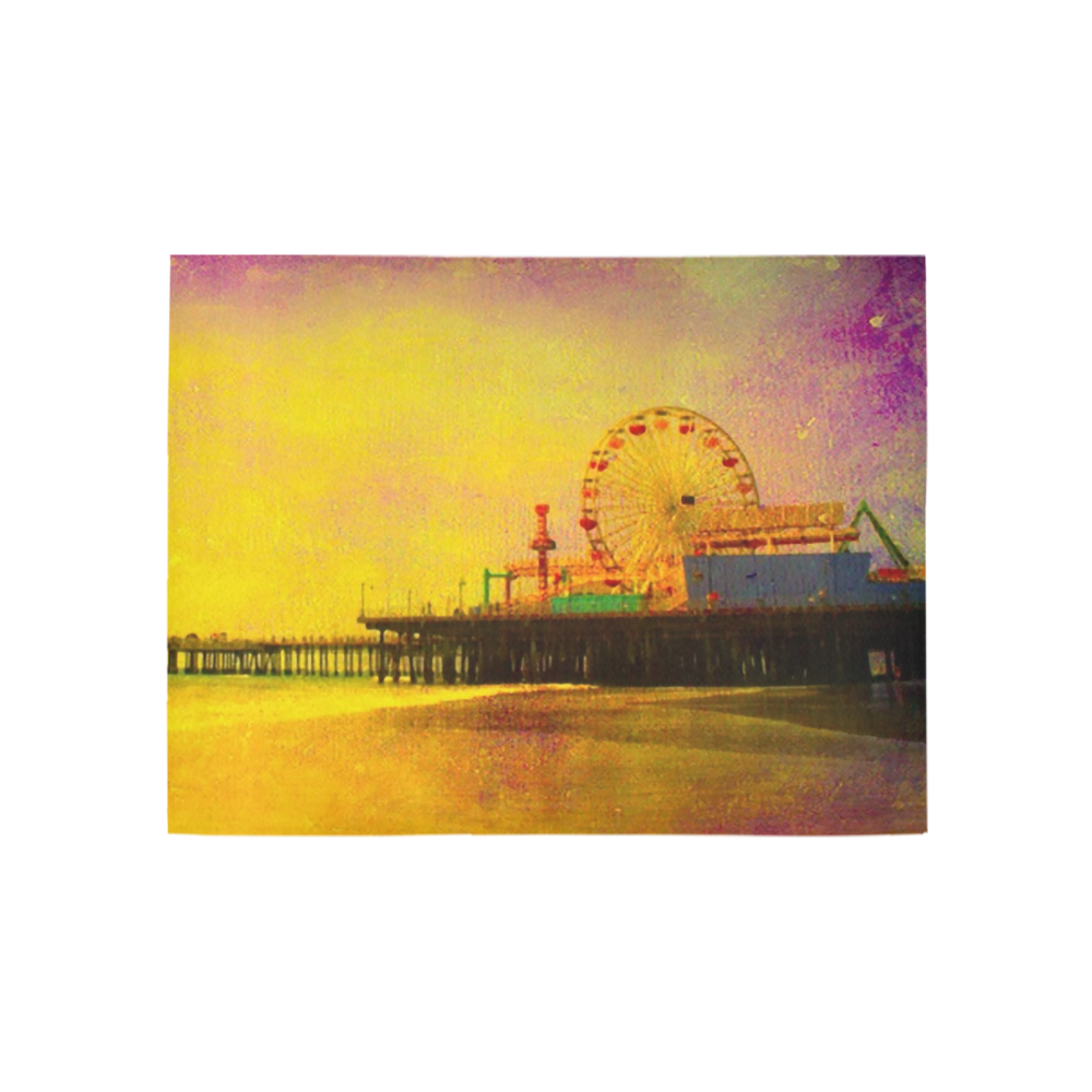 Yellow Purple Santa Monica Pier Area Rug 5'3''x4'