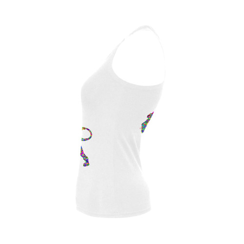 Abstract Triangle Lion White Women's Shoulder-Free Tank Top (Model T35)