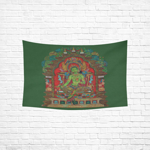 Green Tara from Tibetan Buddhism Cotton Linen Wall Tapestry 60"x 40"
