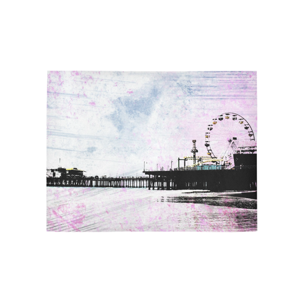 Pink Grunge Santa Monica Pier Area Rug 5'3''x4'