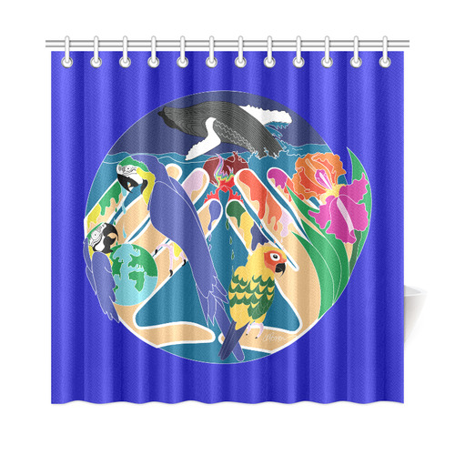 Tropical Cration Navy Shower Curtain 72"x72"