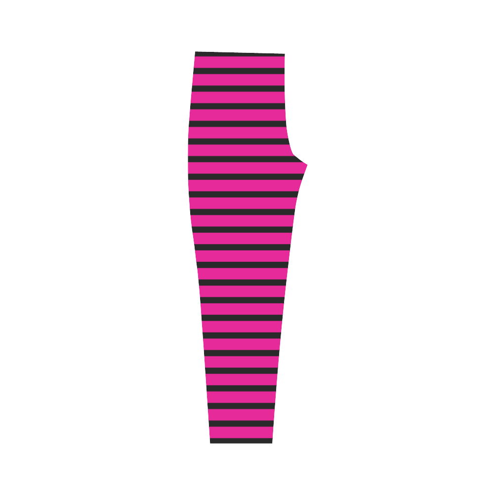 Narrow Black Flat Stripes Pattern Capri Legging (Model L02)